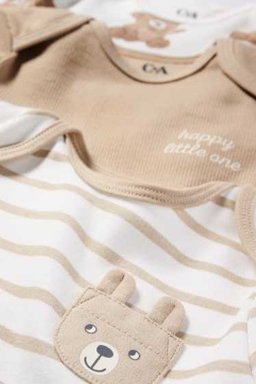 Unisexe - Lot de 3 - oursons - bodys bébé - beige