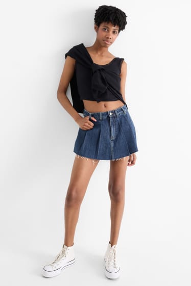 Donna - Gonna pantalone di jeans - jeans blu scuro
