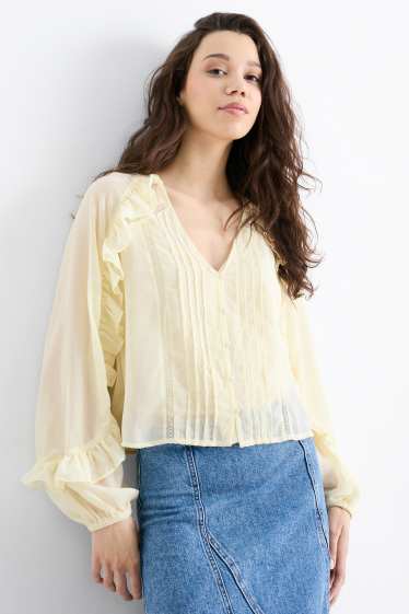 Mujer - Blusa de chifón - crema
