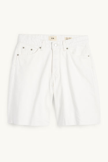 Femei - Pantaloni scurți de blugi - talie medie - LYCRA® - alb