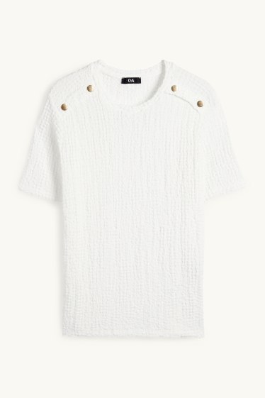 Femei - Tricou - regular fit - structurat - alb