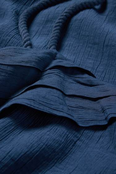 Damen - Kleid mit V-Ausschnitt - strukturiert - dunkelblau