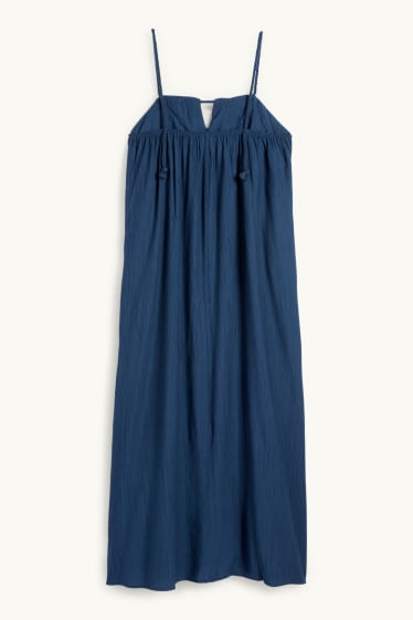 Damen - Kleid mit V-Ausschnitt - strukturiert - dunkelblau