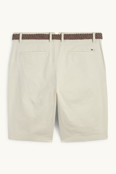 Men - Shorts with belt - light beige