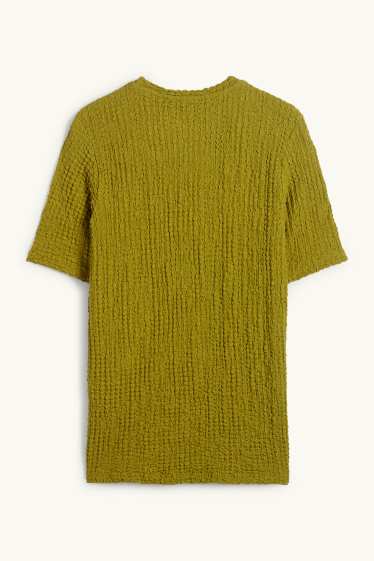 Dona - Samarreta de màniga curta - regular fit - texturada - verd