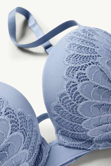 Donna - Reggiseno con ferretti - push up - blu