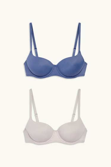 Women - Multipack of 2 - underwire bra - FULL COVERAGE - blue