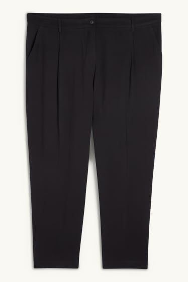 Women - Cloth trousers - high waist - tapered fit - black