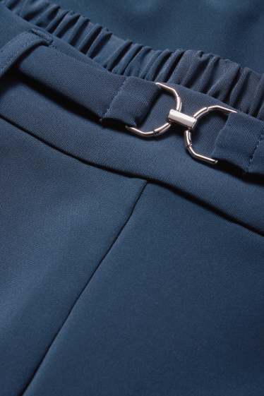 Women - Jersey trousers - high-rise waist - wide leg - dark blue