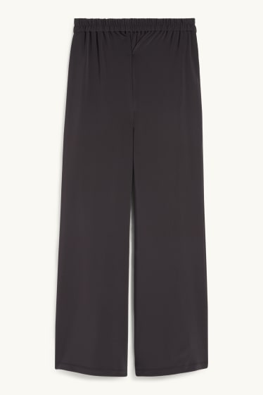 Dames - Jersey broek - high waist - wide leg - zwart