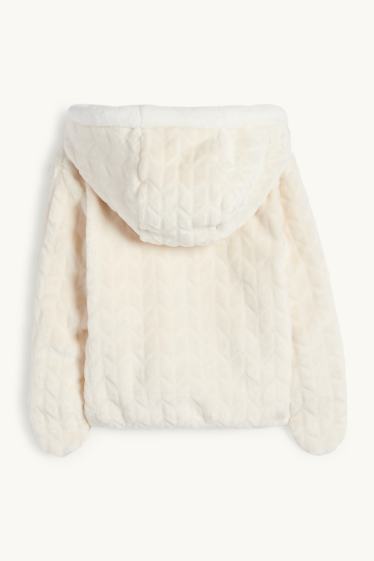 Bébés garçons - Oursons - veste à capuche pour bébé - finition texturée - blanc crème