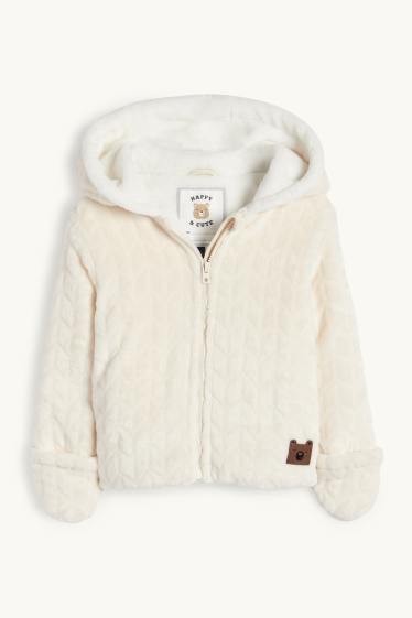 Bébés garçons - Oursons - veste à capuche pour bébé - finition texturée - blanc crème