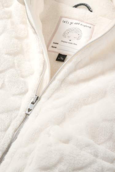 Bébés filles - Cœur - veste pour bébé à capuche - finition texturée - blanc crème