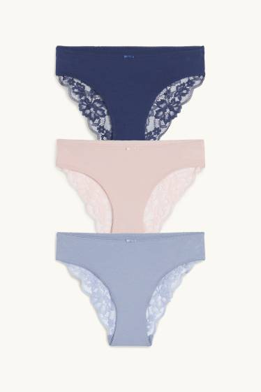 Women - Multipack of 3 - knickers - dark blue