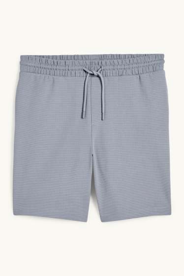 Uomo - Shorts di felpa - tessuto tramato - grigio