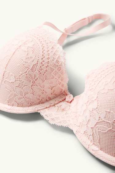 Damen - BH mit Bügel - DEMI - wattiert - rosa