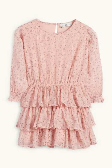 Kinder Mädchen - Chiffon-Kleid - geblümt - rosa