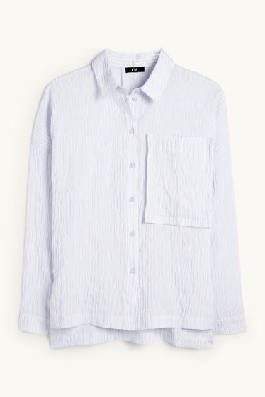 Femmes - Chemisier - à rayures - bleu clair