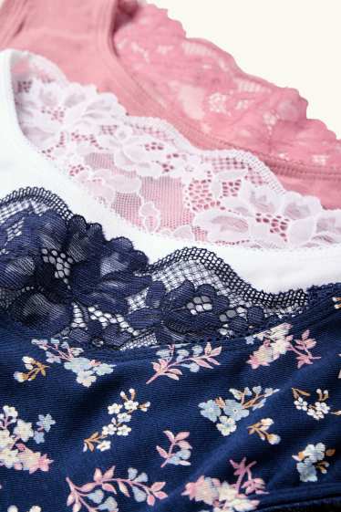 Femmes - Lot de 3 - culottes - bleu foncé