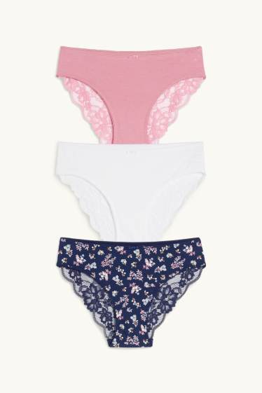 Femmes - Lot de 3 - culottes - bleu foncé