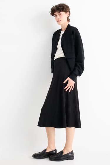 Dona - Faldilla de punt de mitja - acanalada - negre