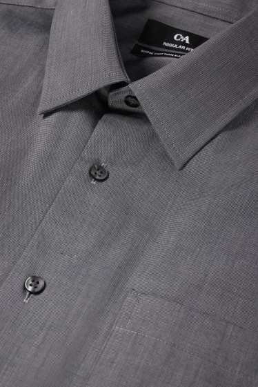 Home - Camisa formal - regular fit - Kent - fàcil de planxar - gris fosc