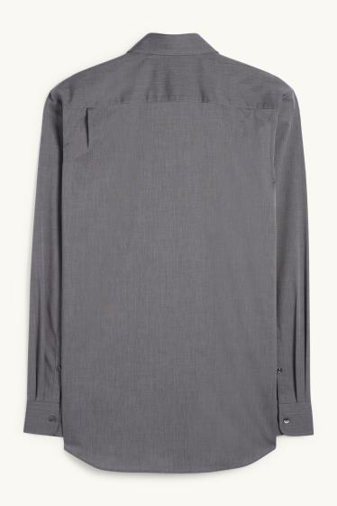 Home - Camisa formal - regular fit - Kent - fàcil de planxar - gris fosc