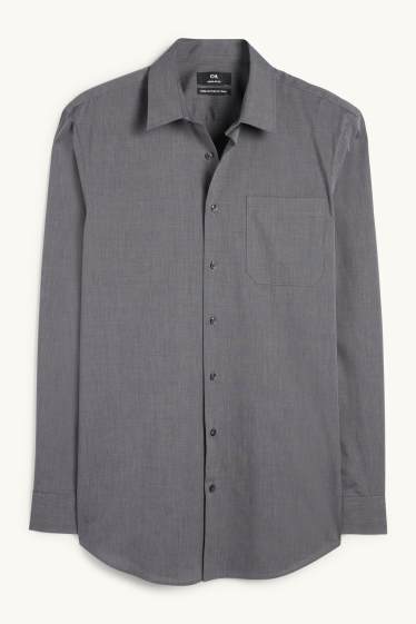 Home - Camisa formal - regular fit - Kent - fàcil de planxar - gris fosc