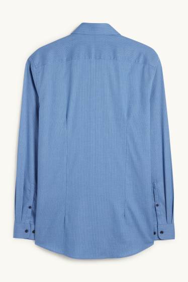 Hommes - Chemise de bureau - coupe slim - col kent - facile à repasser - à motif - bleu