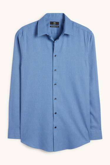 Hommes - Chemise de bureau - coupe slim - col kent - facile à repasser - à motif - bleu