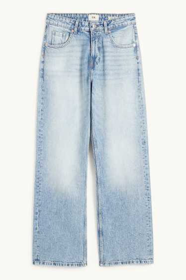 Women - Baggy jeans - mid-rise waist - denim-light blue