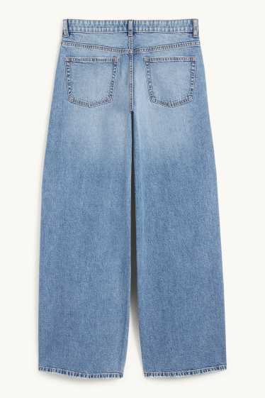 Femmes - Wide leg jean - low waist - jean bleu