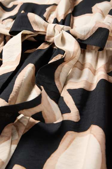 Women - Fit & flare dress - floral - black / beige