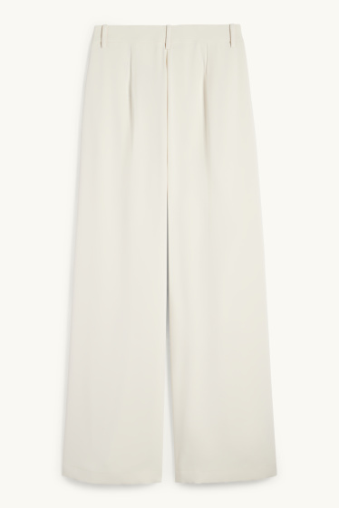 Women - Cloth trousers - high waist - wide leg - cremewhite