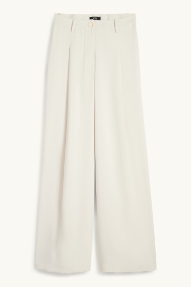 Women - Cloth trousers - high waist - wide leg - cremewhite