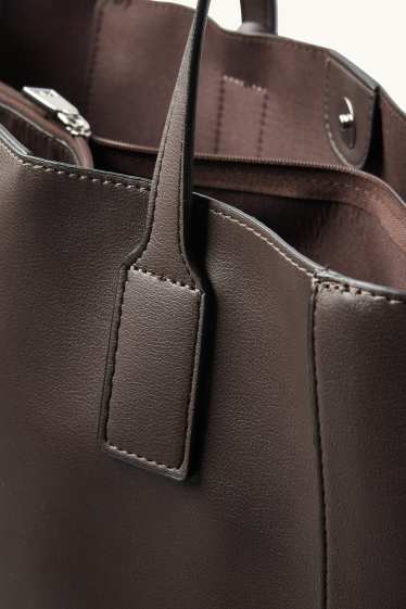 Mujer - Bolso shopper grande - polipiel - marrón oscuro