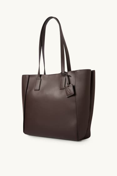 Mujer - Bolso shopper grande - polipiel - marrón oscuro