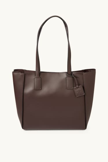 Mujer - Bolso shopper grande - polipiel - marrón oscuro