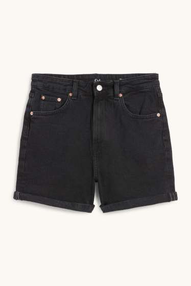 Damen - Mom Shorts - High Waist - schwarz