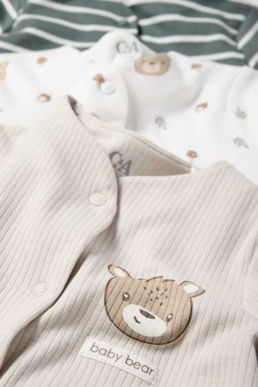 Unisex - Multipack of 3 - teddy bear - baby sleepsuit - light gray