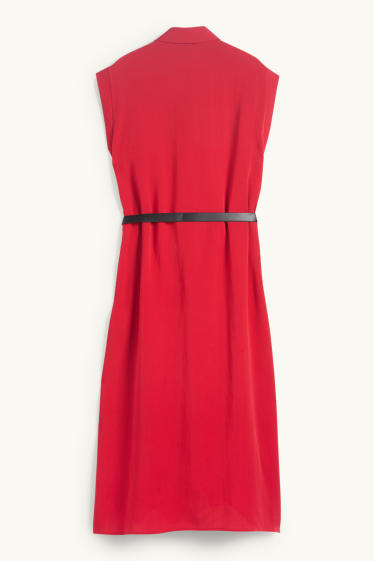 Damen - Blusenkleid mit Gürtel - rot
