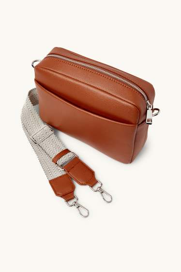 Donna - Borsa a tracolla con spallaccio staccabile - similpelle - marrone