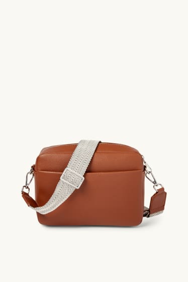 Donna - Borsa a tracolla con spallaccio staccabile - similpelle - marrone