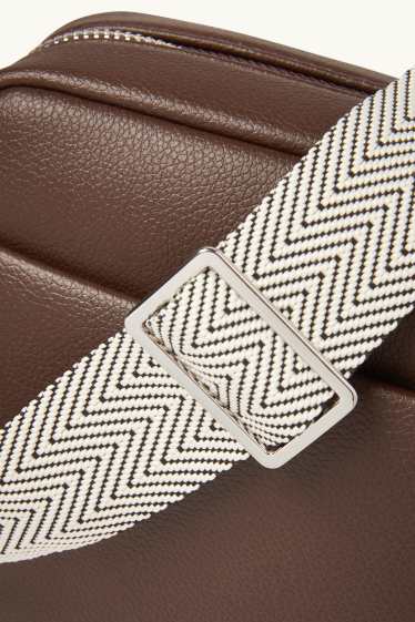 Dames - Schoudertas met afneembare draagriem - imitatieleer - donkerbruin