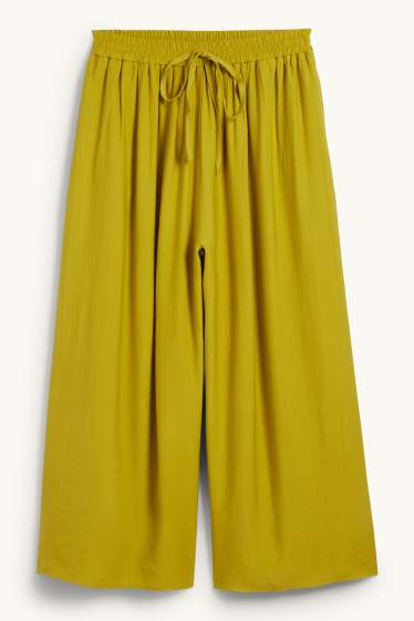 Damen - Stoffhose - High Waist - Wide Leg - khaki