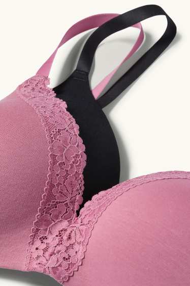 Femmes - Lot de 2 - soutiens-gorge sans armatures  - noir / rose