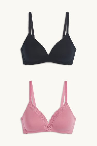 Femmes - Lot de 2 - soutiens-gorge sans armatures  - noir / rose