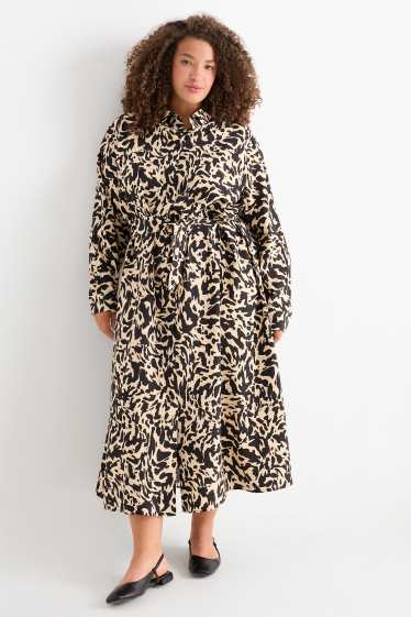 Mujer - Vestido camisero - estampado - beis