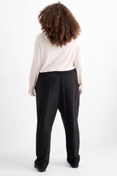 Women - Cloth trousers - high waist - tapered fit - black