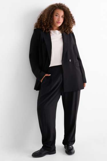 Women - Cloth trousers - high waist - tapered fit - black